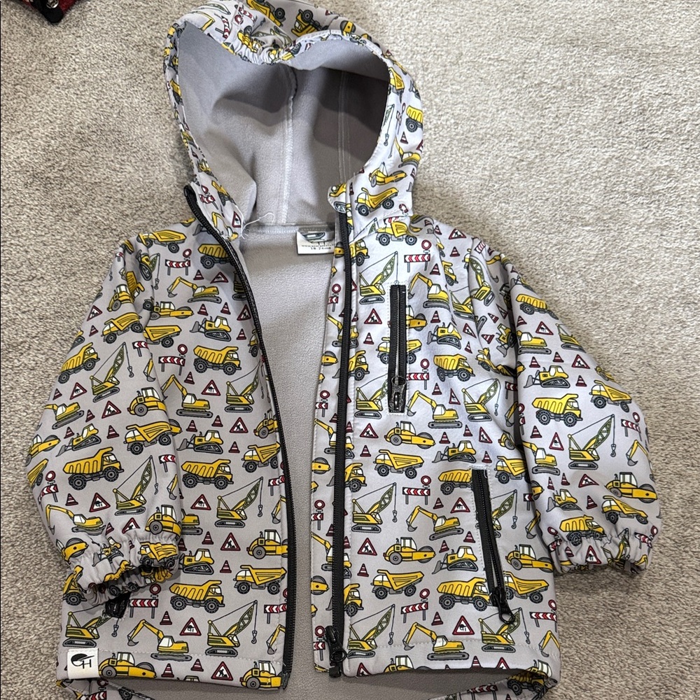 Kids Construction Print Jacket- George hats brand size 18-24 but fits like 2/3T